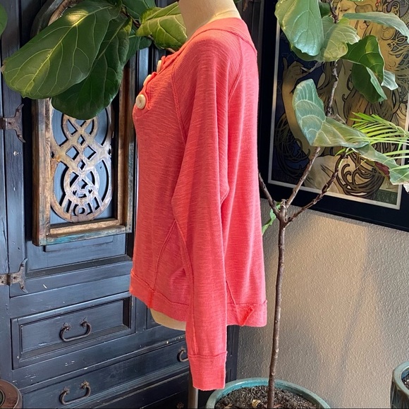 Free People Don’t Forget About Me Salmon Pink Pull over textured top - Picture 8 of 15
